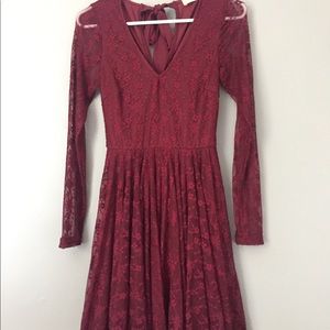 Altar’d State Maroon Long Sleeve Dress